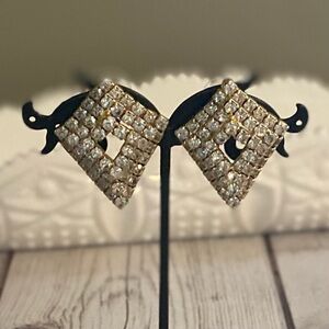 Vintage 80s Rhinestone Statement Pierced Earrings 🐝